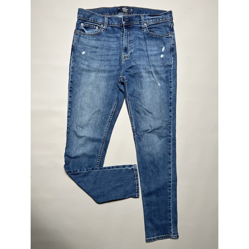 Hollister Men's Medium Wash Blue Denim Skinny Fit Jeans Stretch 5-Pocket Y2K